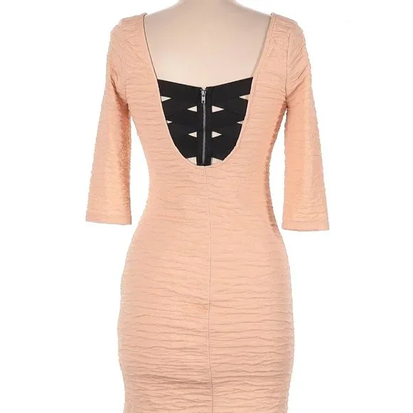 NWT - Material Girl Peach Sparkly Cocktail Dress - Picture 2 of 12